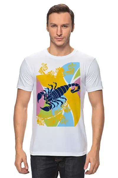 Заказать мужскую футболку в Москве. Футболка классическая  Scorpio от Lewhitecrow - готовые дизайны и нанесение принтов.