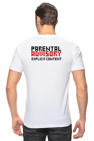 Заказать мужскую футболку в Москве. Футболка классическая Parental Advisory Explicit от kblc.petrov - готовые дизайны и нанесение принтов.