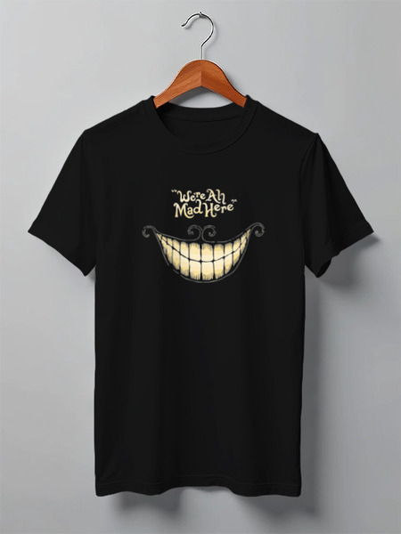 Заказать мужскую футболку в Москве. Футболка классическая ware all mad here - Мы все здесь ненормальные от Ricky Red - готовые дизайны и нанесение принтов.