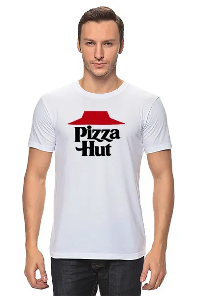 Заказать мужскую футболку в Москве. Футболка классическая Пицца Хат от trugift - готовые дизайны и нанесение принтов.