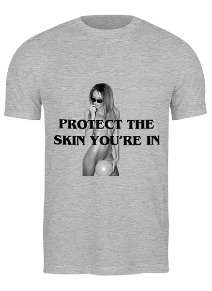 Заказать мужскую футболку в Москве. Футболка классическая Protect the skin you'r in от levinskaya - готовые дизайны и нанесение принтов.
