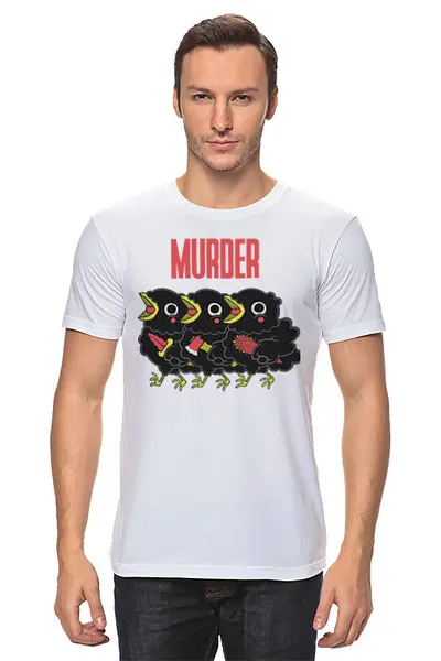 Заказать мужскую футболку в Москве. Футболка классическая Murder от Leichenwagen - готовые дизайны и нанесение принтов.