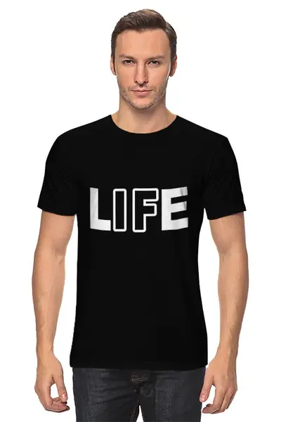 Заказать мужскую футболку в Москве. Футболка классическая LIFE - Жизнь от Cloud345 - готовые дизайны и нанесение принтов.