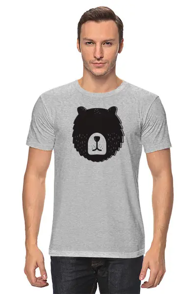 Заказать мужскую футболку в Москве. Футболка классическая Bear Here от oneredfoxstore@gmail.com - готовые дизайны и нанесение принтов.