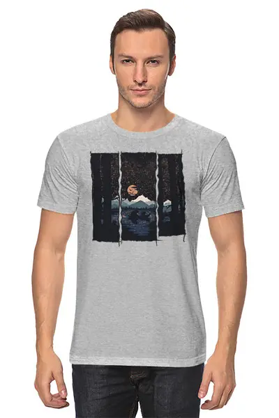 Заказать мужскую футболку в Москве. Футболка классическая Night Lake от oneredfoxstore@gmail.com - готовые дизайны и нанесение принтов.