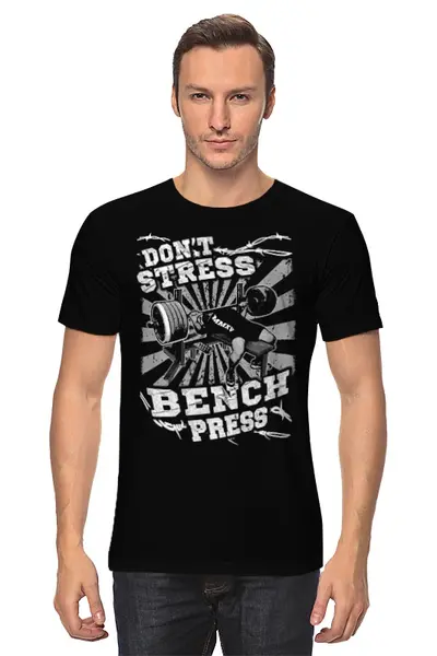 Заказать мужскую футболку в Москве. Футболка классическая Bench Press от Leichenwagen - готовые дизайны и нанесение принтов.