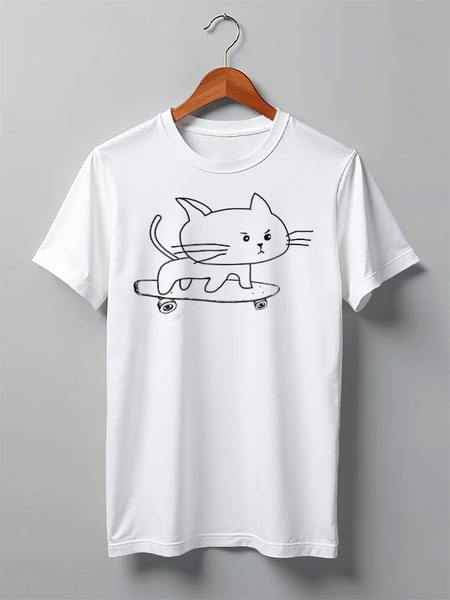 Заказать мужскую футболку в Москве. Футболка классическая Skate Cat от oneredfoxstore@gmail.com - готовые дизайны и нанесение принтов.