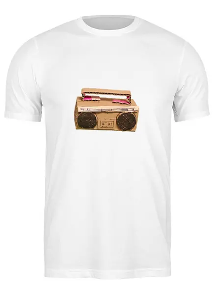 Заказать мужскую футболку в Москве. Футболка классическая Кассетный магнитофон от ystava - готовые дизайны и нанесение принтов.