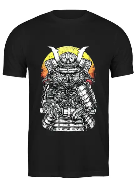 Заказать мужскую футболку в Москве. Футболка классическая OWL SAMURAI / Сова Самурай от crash - готовые дизайны и нанесение принтов.