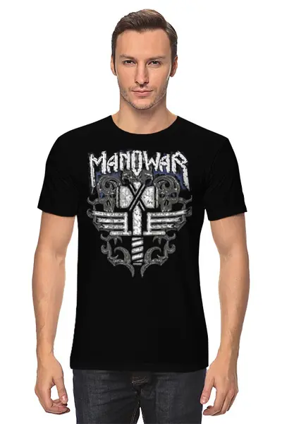 Заказать мужскую футболку в Москве. Футболка классическая Manowar Band от Leichenwagen - готовые дизайны и нанесение принтов.