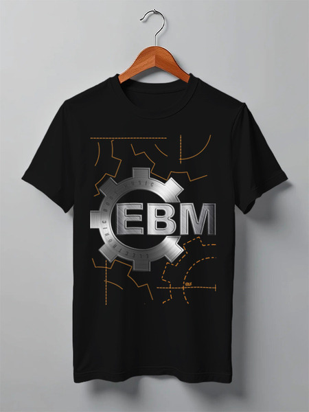 Заказать мужскую футболку в Москве. Футболка классическая EBM / Electronic Body Music от OEX design - готовые дизайны и нанесение принтов.