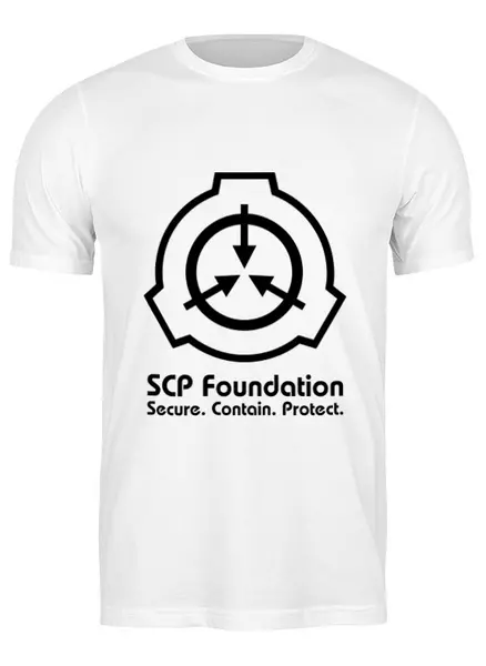 Заказать мужскую футболку в Москве. Футболка классическая SCP Foundation от geekbox - готовые дизайны и нанесение принтов.