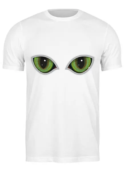 Заказать мужскую футболку в Москве. Футболка классическая Глаза кота сквозь смотрят от PolinaPo - готовые дизайны и нанесение принтов.