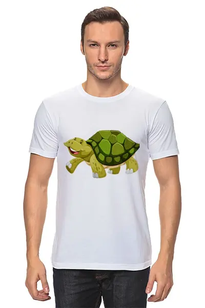 Заказать мужскую футболку в Москве. Футболка классическая черепаха новый год от nadegda - готовые дизайны и нанесение принтов.