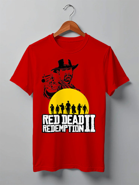 Заказать мужскую футболку в Москве. Футболка классическая Red Dead Redemption 2 от balden - готовые дизайны и нанесение принтов.