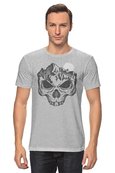 Заказать мужскую футболку в Москве. Футболка классическая Skull Biker от oneredfoxstore@gmail.com - готовые дизайны и нанесение принтов.