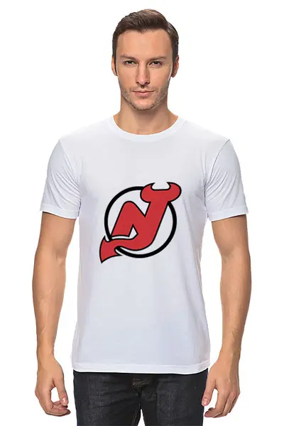 Заказать мужскую футболку в Москве. Футболка классическая New Jersey Devils от BURNSHIRTS - готовые дизайны и нанесение принтов.