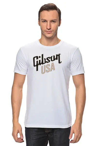Заказать мужскую футболку в Москве. Футболка классическая Gibson USA от Djimas Leonki - готовые дизайны и нанесение принтов.