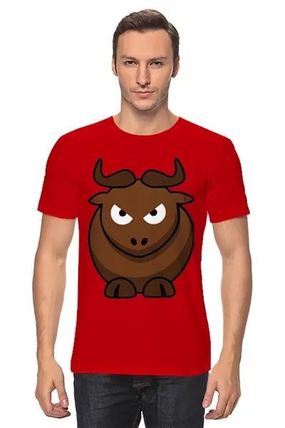 Заказать мужскую футболку в Москве. Футболка классическая злой бык от EDJEY  - готовые дизайны и нанесение принтов.