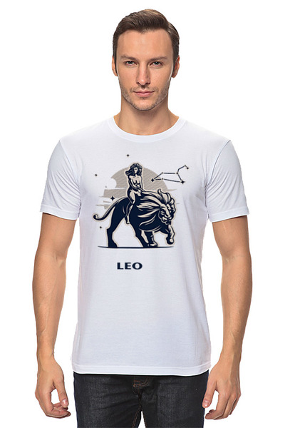 Заказать мужскую футболку в Москве. Футболка классическая Лев    от Print design  - готовые дизайны и нанесение принтов.