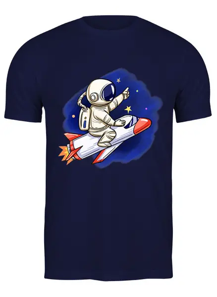 Заказать мужскую футболку в Москве. Футболка классическая Полет на луну от ПРИНТЫ ПЕЧАТЬ  - готовые дизайны и нанесение принтов.