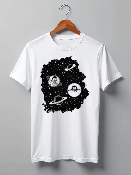 Заказать мужскую футболку в Москве. Футболка классическая Space Cats от oneredfoxstore@gmail.com - готовые дизайны и нанесение принтов.