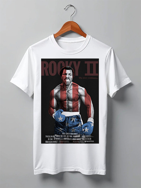 Заказать мужскую футболку в Москве. Футболка классическая Рокки 2 / Rocky II от kino.printio.ru - готовые дизайны и нанесение принтов.