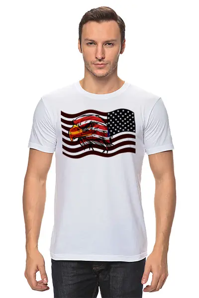 Заказать мужскую футболку в Москве. Футболка классическая Флаг Америки от Елена  - готовые дизайны и нанесение принтов.