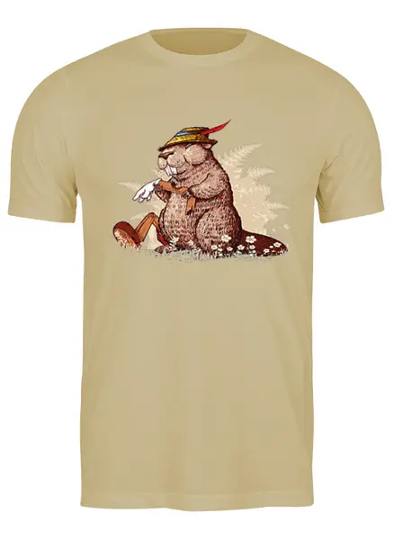 Заказать мужскую футболку в Москве. Футболка классическая Кролик в охотничьей шляпе от ПРИНТЫ ПЕЧАТЬ  - готовые дизайны и нанесение принтов.