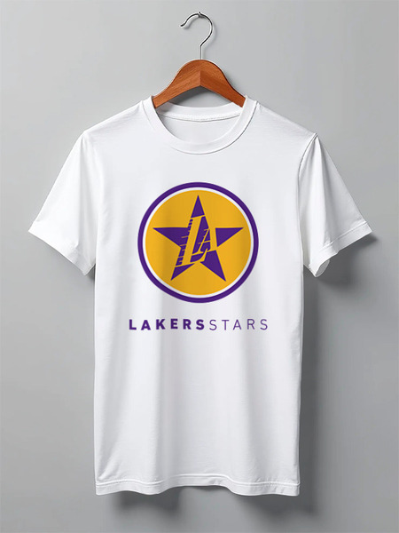 Заказать мужскую футболку в Москве. Футболка классическая Lakers Stars от skynatural - готовые дизайны и нанесение принтов.