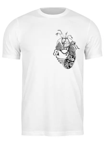 Заказать мужскую футболку в Москве. Футболка классическая Механическое сердце от postboxls@mail.ru - готовые дизайны и нанесение принтов.