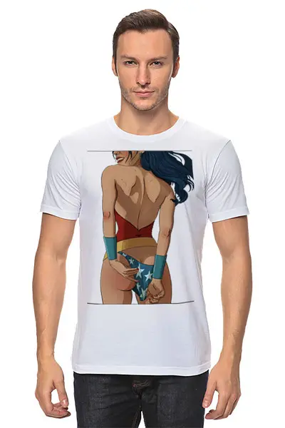 Заказать мужскую футболку в Москве. Футболка классическая Wonder Woman от Юлиан Власов - готовые дизайны и нанесение принтов.