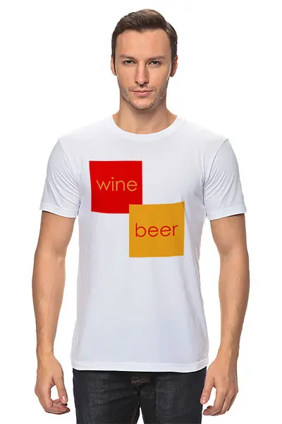 Заказать мужскую футболку в Москве. Футболка классическая Wine and beer от Василий Арк - готовые дизайны и нанесение принтов.