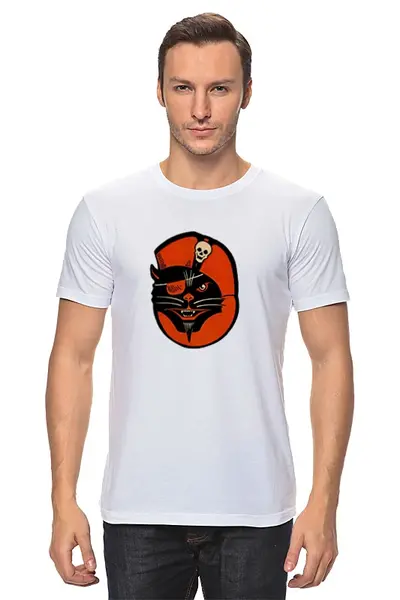 Заказать мужскую футболку в Москве. Футболка классическая Чёрный Кот-Пират от Виктор Гришин - готовые дизайны и нанесение принтов.