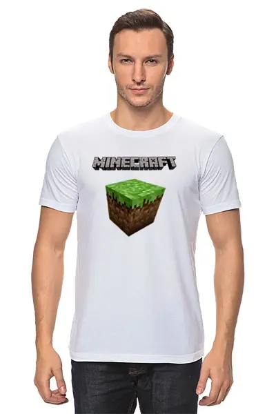 Заказать мужскую футболку в Москве. Футболка классическая Minecraft - Куб от klip - готовые дизайны и нанесение принтов.