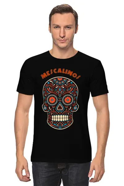 Заказать мужскую футболку в Москве. Футболка классическая Череп Mescalinos от BeliySlon - готовые дизайны и нанесение принтов.