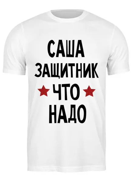 Заказать мужскую футболку в Москве. Футболка классическая Саша защитник что надо  от cherdantcev - готовые дизайны и нанесение принтов.