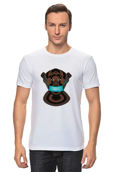 Заказать мужскую футболку в Москве. Футболка классическая  Шимпанзе в маске от Stil na yarkosti - готовые дизайны и нанесение принтов.