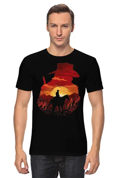 Заказать мужскую футболку в Москве. Футболка классическая Red Dead Redemption 2 от balden - готовые дизайны и нанесение принтов.