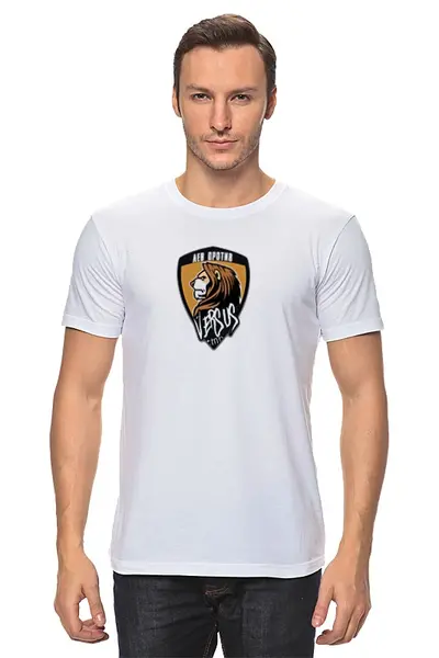 Заказать мужскую футболку в Москве. Футболка классическая ЛевПротив от rezan45 - готовые дизайны и нанесение принтов.