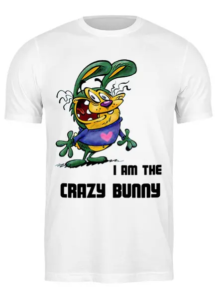 Заказать мужскую футболку в Москве. Футболка классическая I am the Crazy bunny от Fix Print - готовые дизайны и нанесение принтов.