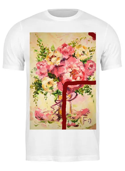 Заказать мужскую футболку в Москве. Футболка классическая Любовь и цветы! от dekuzmin5 - готовые дизайны и нанесение принтов.