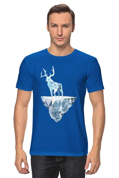 Заказать мужскую футболку в Москве. Футболка классическая Ледяной олень от printik - готовые дизайны и нанесение принтов.