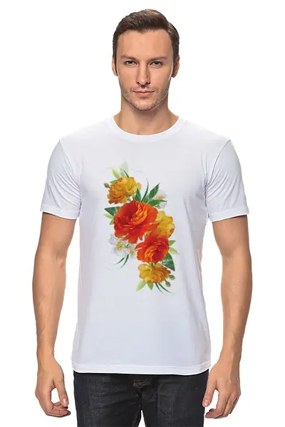 Заказать мужскую футболку в Москве. Футболка классическая "Flowers" от Abstractiya - готовые дизайны и нанесение принтов.
