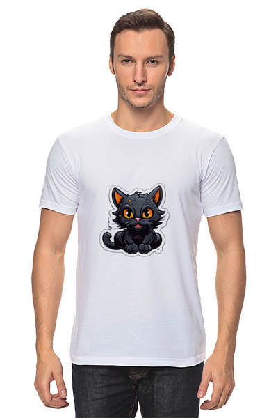 Заказать мужскую футболку в Москве. Футболка классическая Черная кошка от datoxy@ukr.net - готовые дизайны и нанесение принтов.