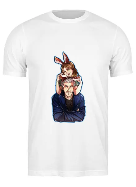 Заказать мужскую футболку в Москве. Футболка классическая Доктор и Клара от Cosmic Shine - готовые дизайны и нанесение принтов.
