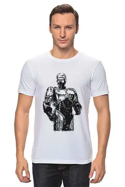 Заказать мужскую футболку в Москве. Футболка классическая Robocop (Робокоп) от Andrew Zaycev - готовые дизайны и нанесение принтов.