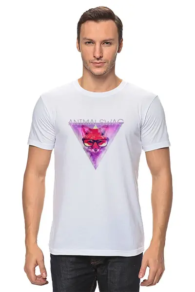 Заказать мужскую футболку в Москве. Футболка классическая "ANIMALSWAG" collection: fox от Octopuslabel - готовые дизайны и нанесение принтов.