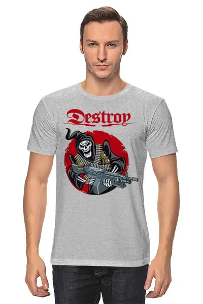 Заказать мужскую футболку в Москве. Футболка классическая Уничтожение от Leichenwagen - готовые дизайны и нанесение принтов.