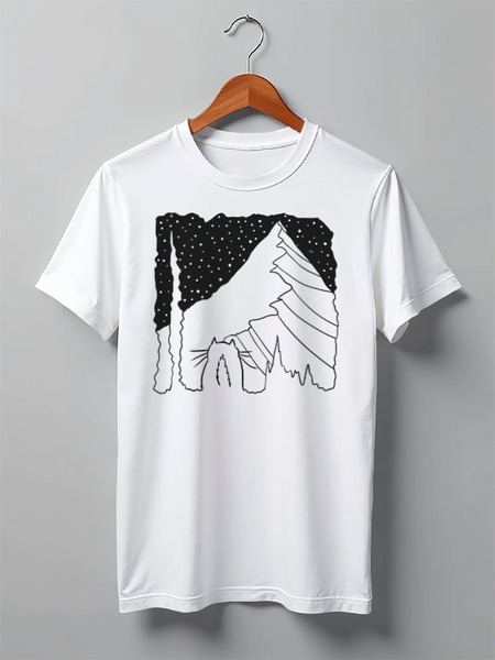 Заказать мужскую футболку в Москве. Футболка классическая Cat and Mountains от oneredfoxstore@gmail.com - готовые дизайны и нанесение принтов.